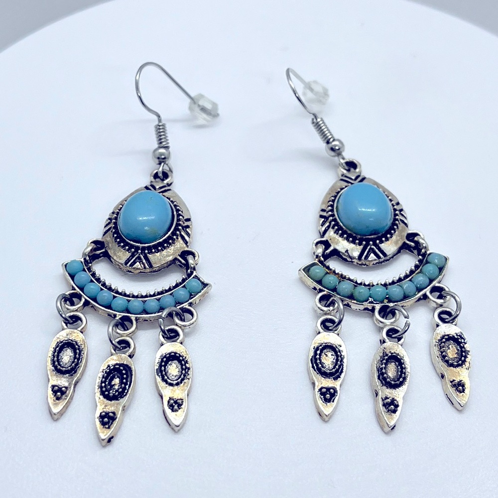 Earrings SW style dangle earrings. New. Blue/Silver colors.  Light weight